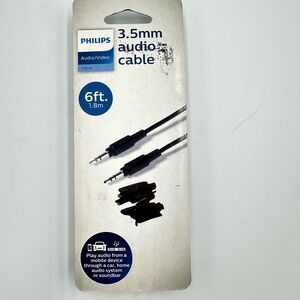 Philips Audio/Video 3.5mm Black 6ft Audio Cable for All Brands | New Sealed Pkg